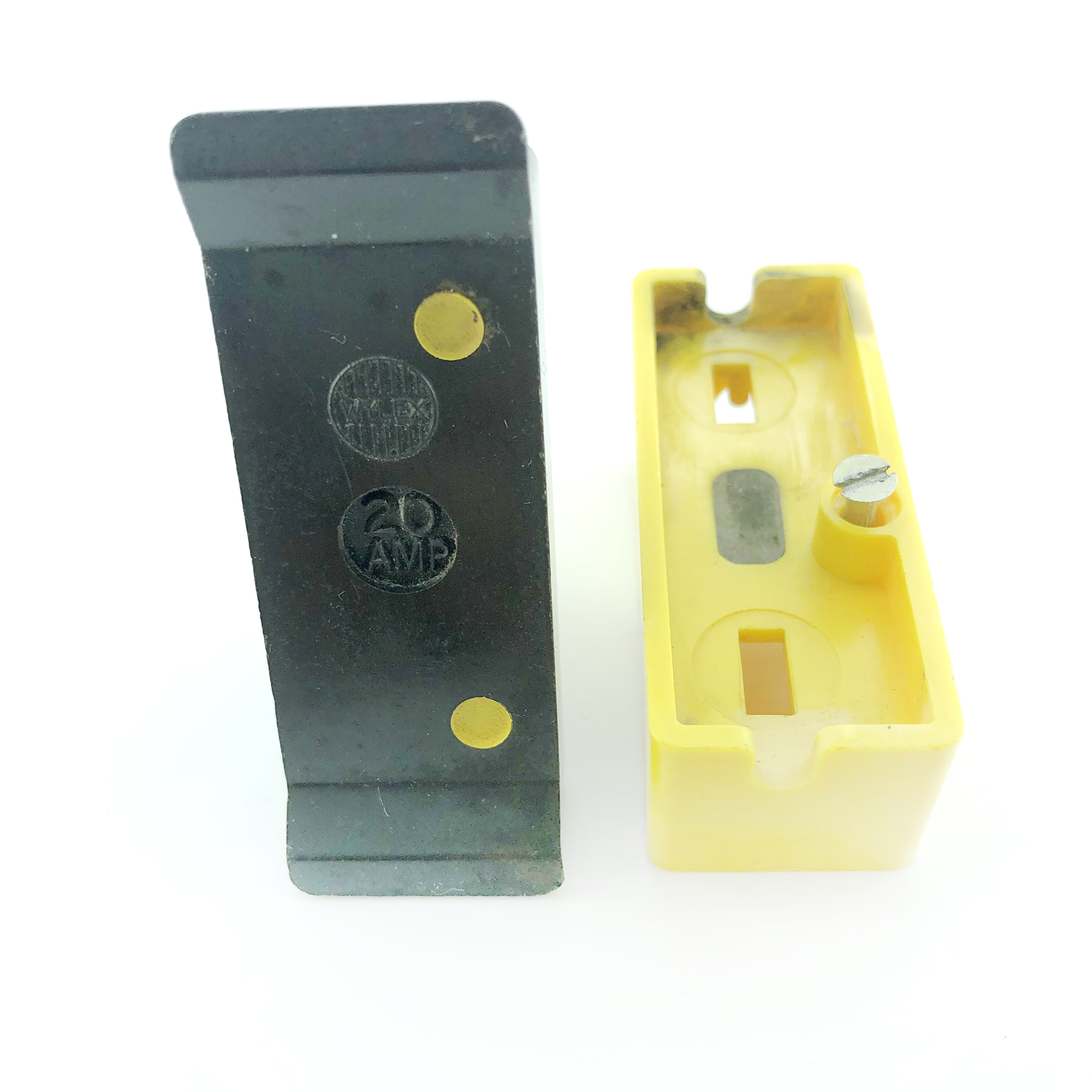 Wylex Rewireable Fuse Carrier with Base 20A 20 Amp Two Yellow Dots Spots